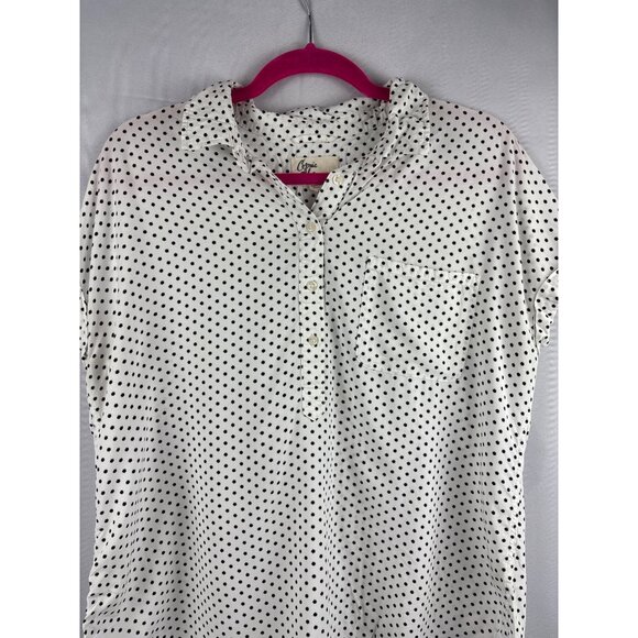 Cosmic Blue Love Polka Dot Short Sleeve Button-Up Blouse Medium - Picture 1 of 5